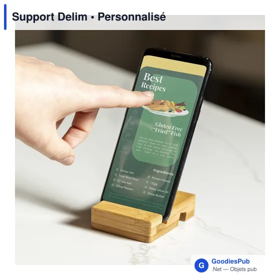 Support Delim personnalisable en bambou pour appareils mobilesavec logo - Image 6