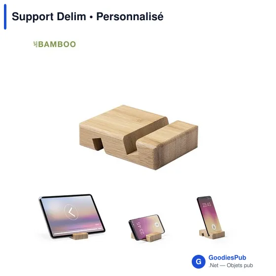 Support Delim personnalisable en bambou pour appareils mobilesavec logo - Image 7