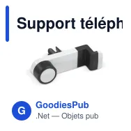 Support téléphone voiture personnalisable en ABS et TPR avec logo - Classique - Miniature 2