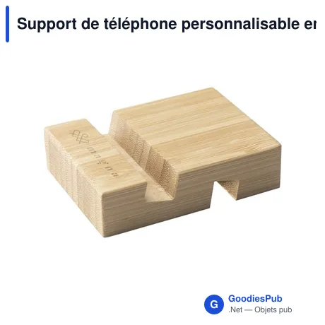 Support de téléphone personnalisable en bambou avec logo