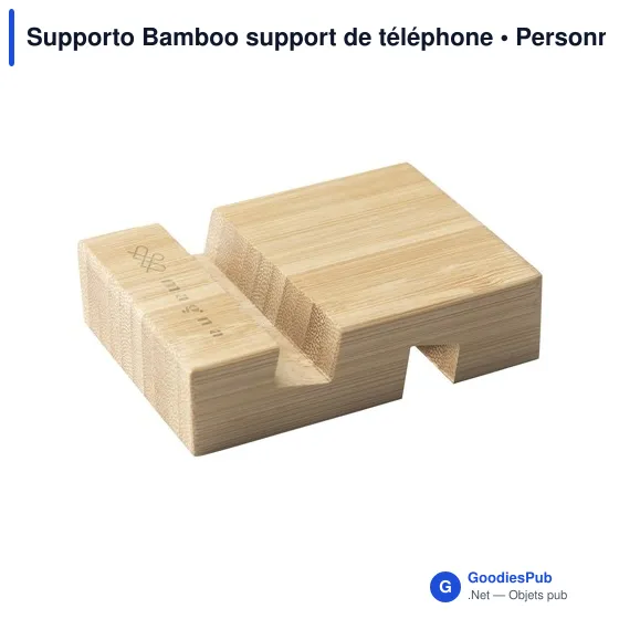 Support de téléphone personnalisable en bambou avec logo - Image 1