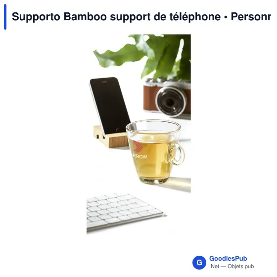 Support de téléphone personnalisable en bambou avec logo - Image 2