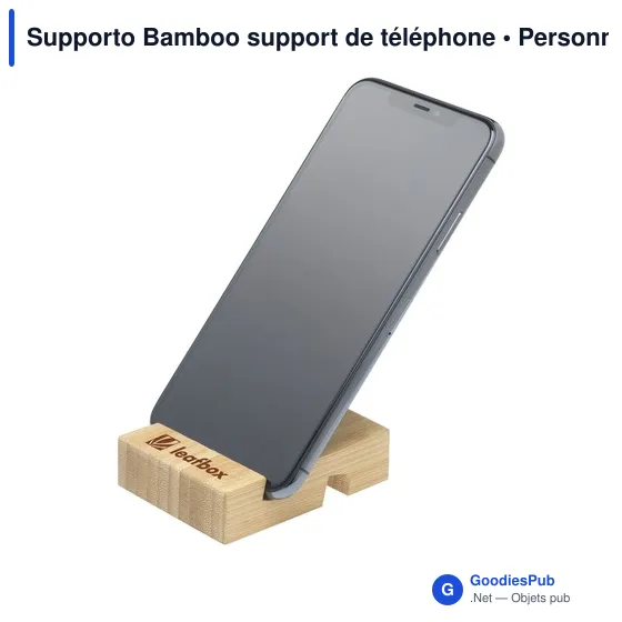 Support de téléphone personnalisable en bambou avec logo - Image 3