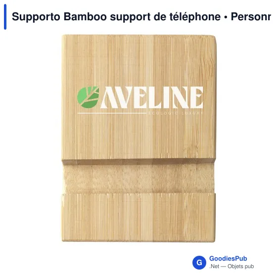 Support de téléphone personnalisable en bambou avec logo - Image 4