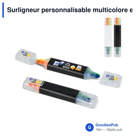 Surligneur personnalisable multicolore en ABS avec logo - 4 en 1