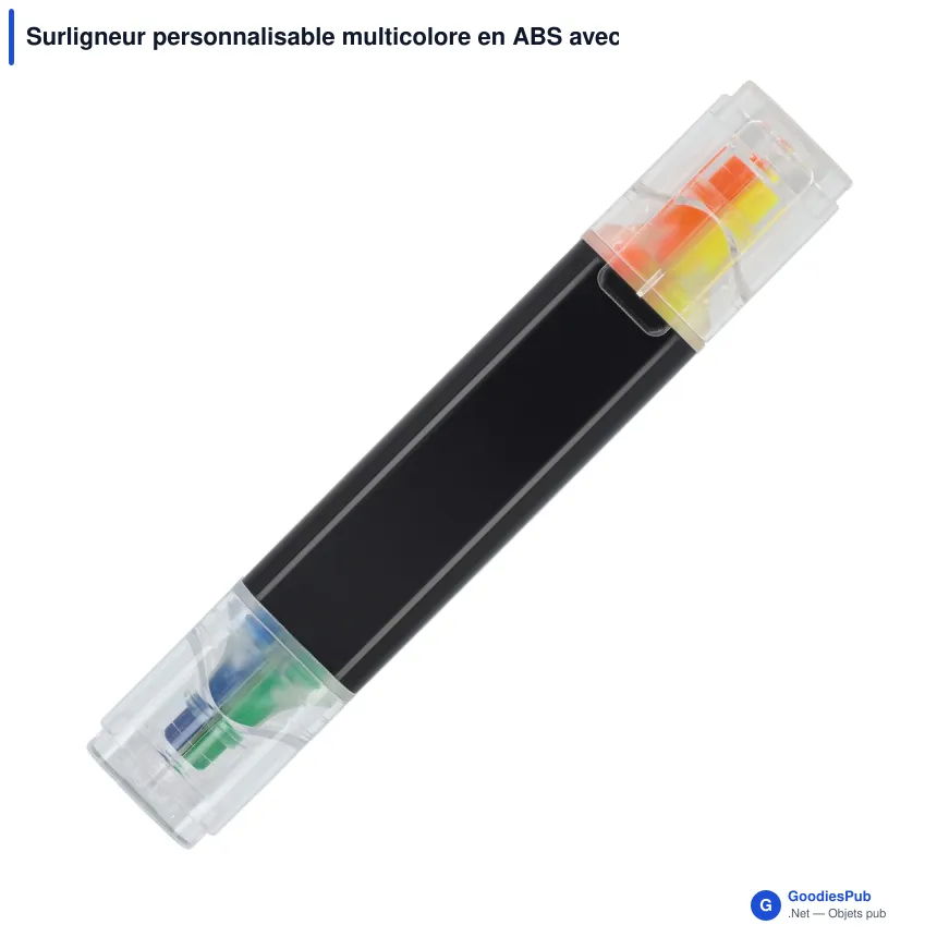 Surligneur personnalisable multicolore en ABS avec logo - 4 en 1 - Image 3