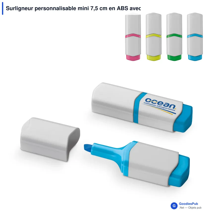Surligneur personnalisable mini 7,5 cm en ABS avec logo - Mini - Image 1