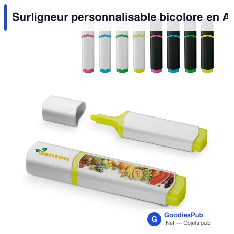 Surligneur personnalisable bicolore en ABS avec logo - Duo
