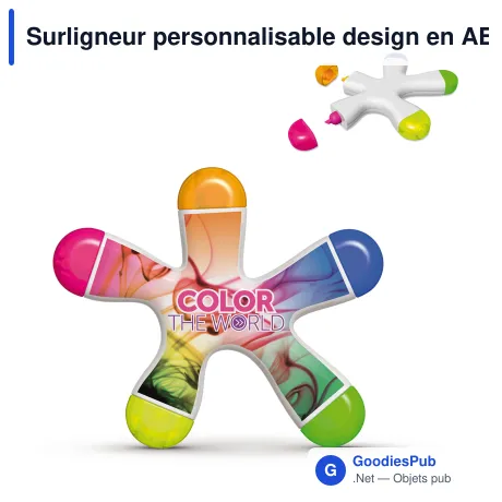 Surligneur personnalisable design en ABS blanc avec logo - Drop