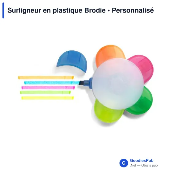 Surligneur personnalisable en plastique avec logo - Brodie - Image 3