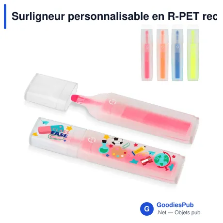 Surligneur personnalisable en R-PET recyclé coloré avec logo - R-PET Color