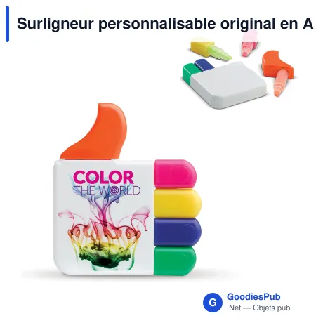 Surligneur personnalisable original en ABS blanc avec logo - Highliker