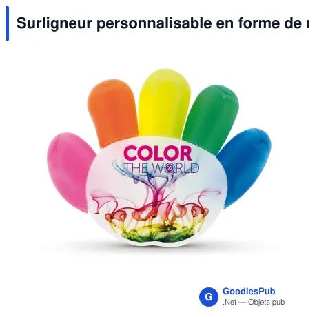 Surligneur personnalisable en forme de main avec logo - Main