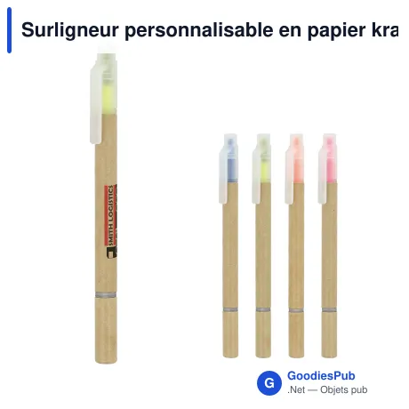 Surligneur personnalisable en papier kraft avec logo - Kraft