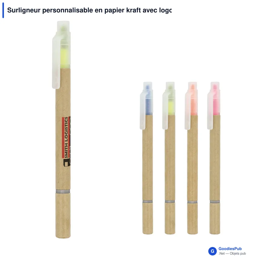 Surligneur personnalisable en papier kraft avec logo - Kraft - Image 1