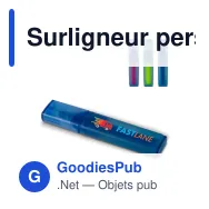 Surligneur personnalisable en plastique recyclé R-PET avec logo - R-PET Bleu - Miniature 1
