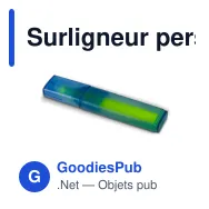 Surligneur personnalisable en plastique recyclé R-PET avec logo - R-PET Bleu - Miniature 2