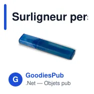 Surligneur personnalisable en plastique recyclé R-PET avec logo - R-PET Bleu - Miniature 4