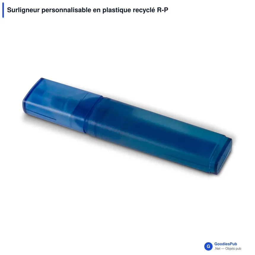 Surligneur personnalisable en plastique recyclé R-PET avec logo - R-PET Bleu - Image 4