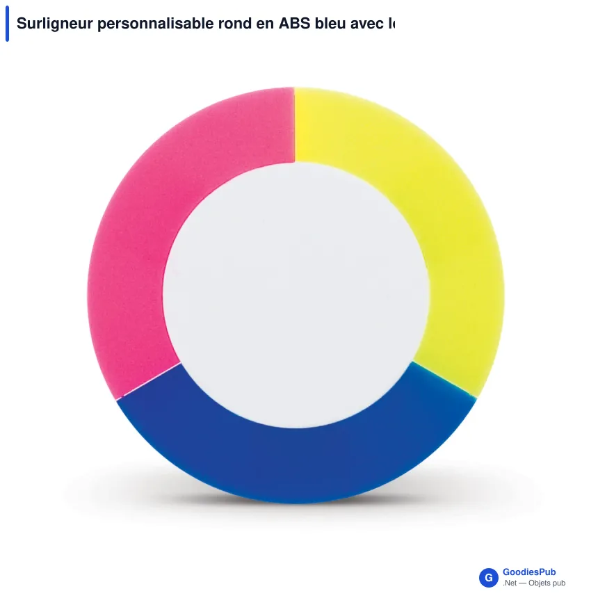 Surligneur personnalisable rond en ABS bleu avec logo - Rond - Image 2