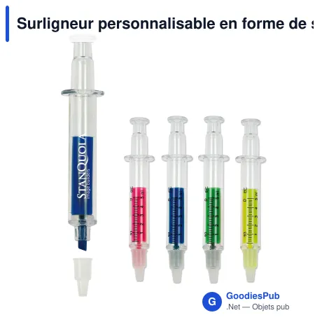 Surligneur personnalisable en forme de seringue avec logo - Seringue