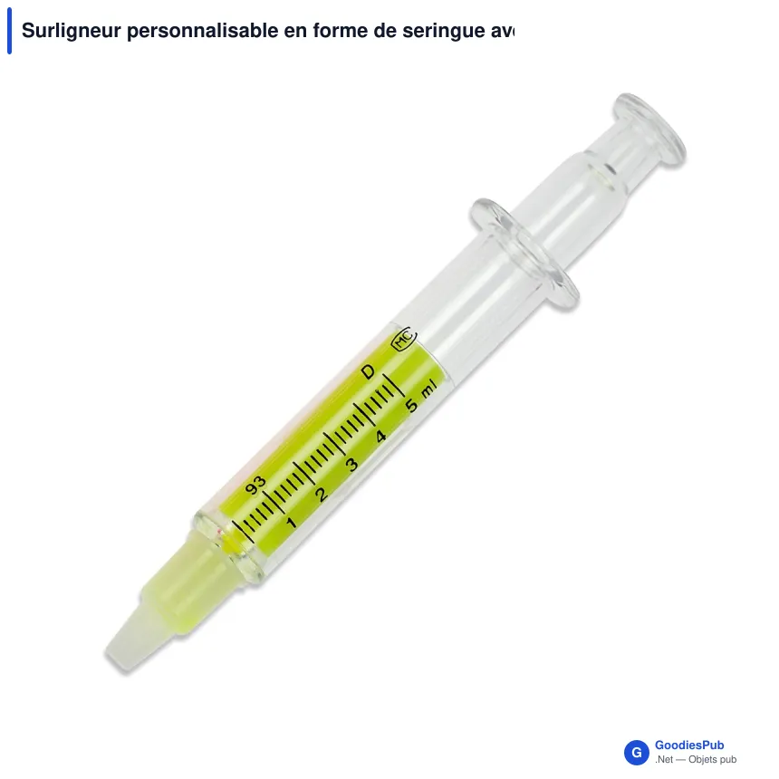Surligneur personnalisable en forme de seringue avec logo - Seringue - Image 2