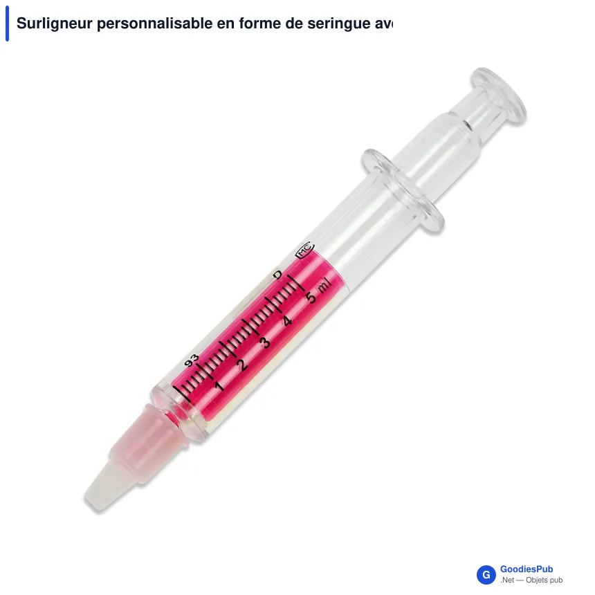Surligneur personnalisable en forme de seringue avec logo - Seringue - Image 3