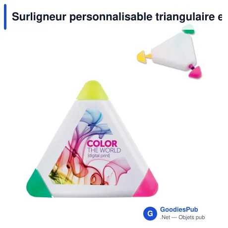 Surligneur personnalisable triangulaire en ABS blanc avec logo - Triangle