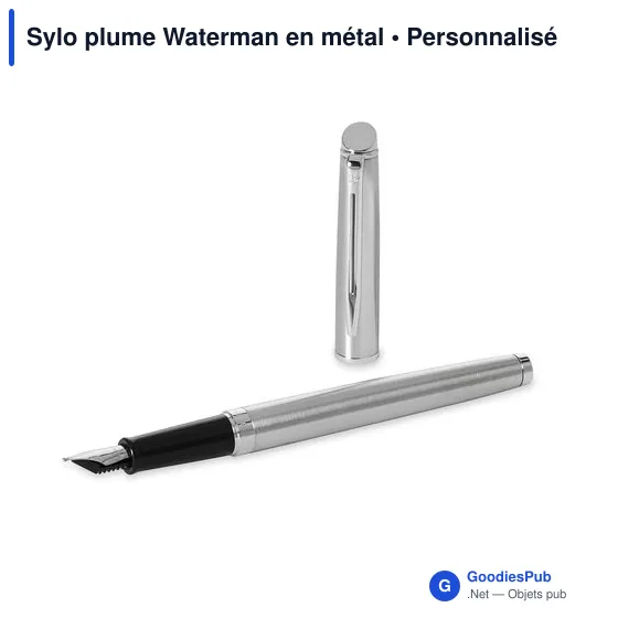 Stylo plume personnalisable Waterman en métal avec logo - Image 3