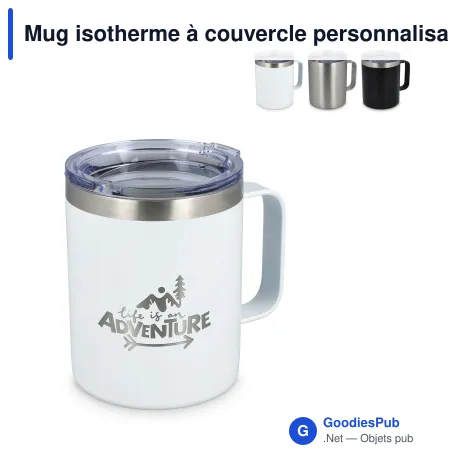 Mug isotherme à couvercle personnalisable 350 ml avec logo - T-ceramic Danube