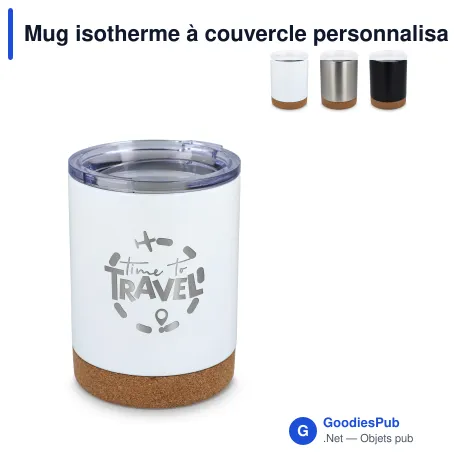 Mug isotherme à couvercle personnalisable 350 ml avec logo - T-ceramic Lena