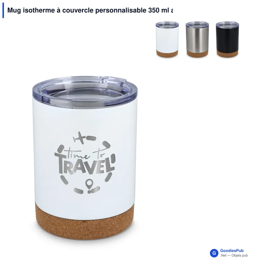 Mug isotherme à couvercle personnalisable 350 ml avec logo - T-ceramic Lena - Image 1
