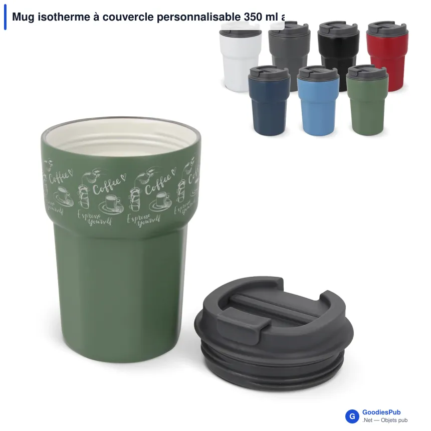 Mug isotherme à couvercle personnalisable 350 ml avec logo - T-ceramic Zambezi - Image 1