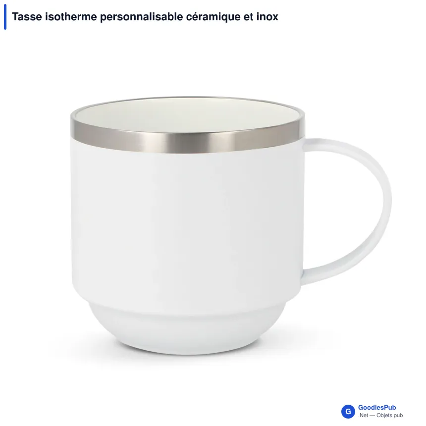 Tasse isotherme personnalisable céramique et inox 300 ml avec logo - T-ceramic Tigris - Image 2