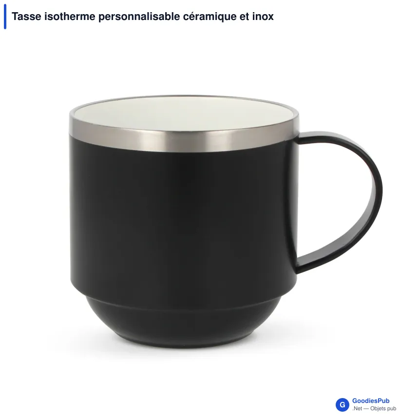 Tasse isotherme personnalisable céramique et inox 300 ml avec logo - T-ceramic Tigris - Image 3
