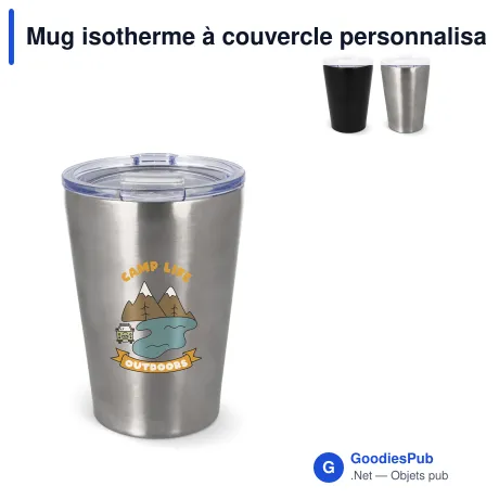 Mug isotherme à couvercle personnalisable 300 ml avec logo - T-ceramic Murray