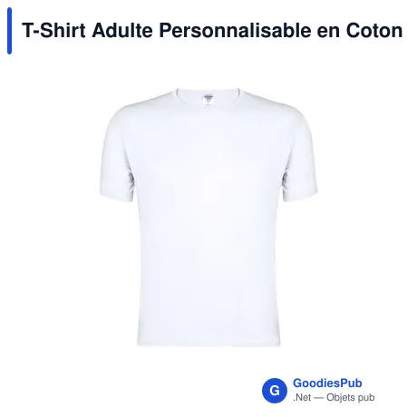 T-Shirt Adulte Personnalisable en Coton Blanc avec Logo - Keya MC130