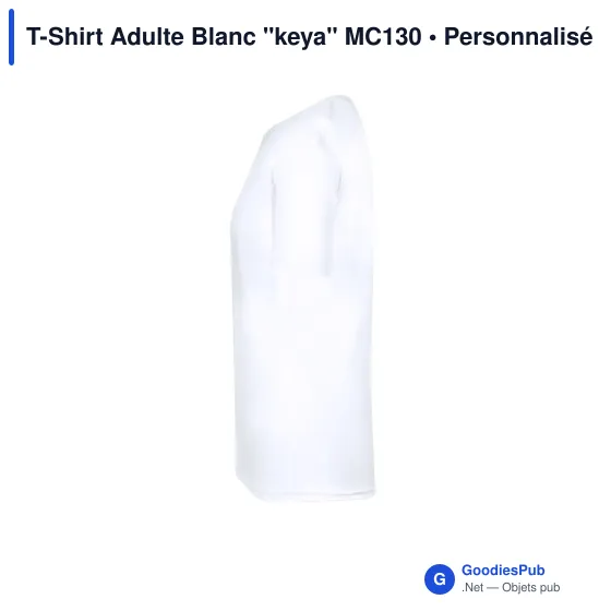 T-Shirt Adulte Personnalisable en Coton Blanc avec Logo - Keya MC130 - Image 7