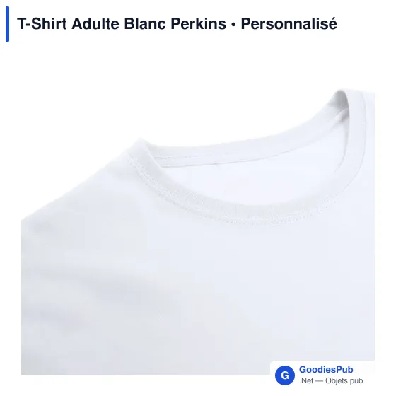 T-Shirt Adulte Personnalisable Blanc avec Logo - Perkins - Image 11