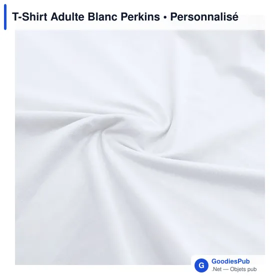 T-Shirt Adulte Personnalisable Blanc avec Logo - Perkins - Image 12