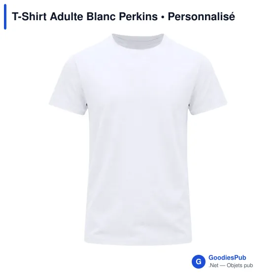 T-Shirt Adulte Personnalisable Blanc avec Logo - Perkins - Image 7