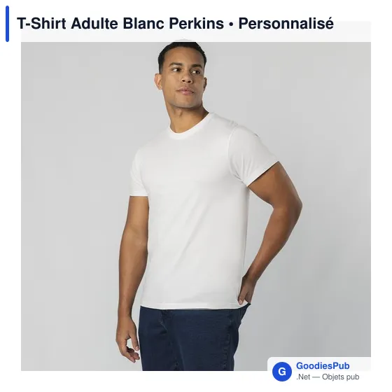 T-Shirt Adulte Personnalisable Blanc avec Logo - Perkins - Image 8