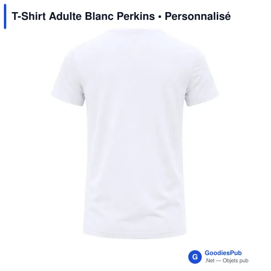 T-Shirt Adulte Personnalisable Blanc avec Logo - Perkins - Image 9