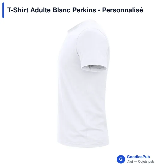 T-Shirt Adulte Personnalisable Blanc avec Logo - Perkins - Image 10