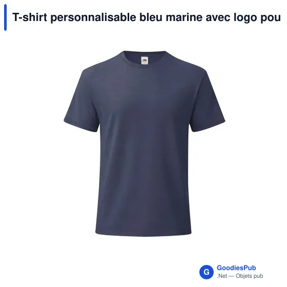 T-shirt personnalisable bleu marine avec logo pour entreprise - Image 11