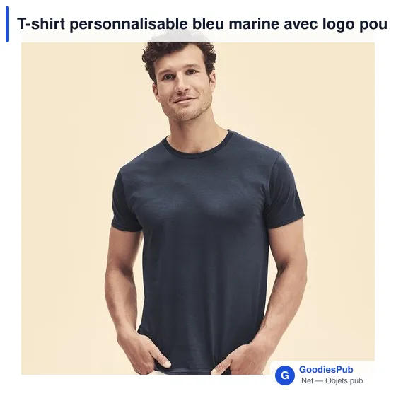 T-shirt personnalisable bleu marine avec logo pour entreprise - Image 12