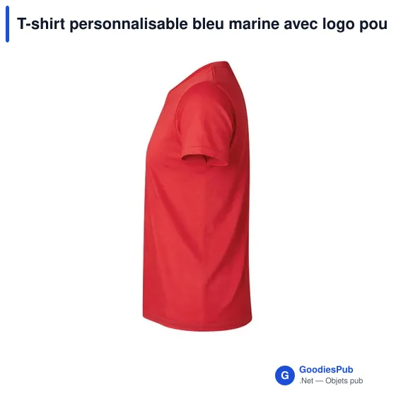T-shirt personnalisable bleu marine avec logo pour entreprise - Image 5