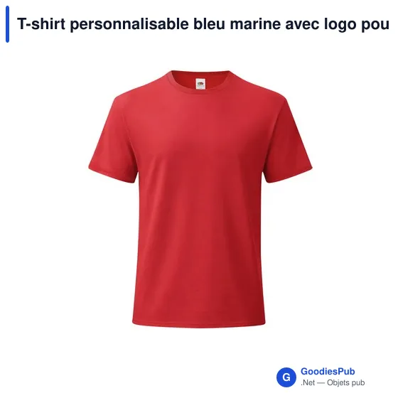 T-shirt personnalisable bleu marine avec logo pour entreprise - Image 6