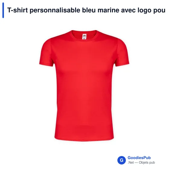 T-shirt personnalisable bleu marine avec logo pour entreprise - Image 8