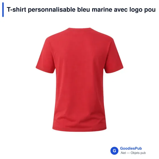 T-shirt personnalisable bleu marine avec logo pour entreprise - Image 9